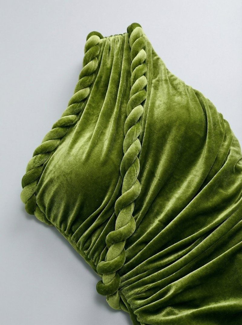 One Shoulder Velvet Grecian Maxi Dress H7112