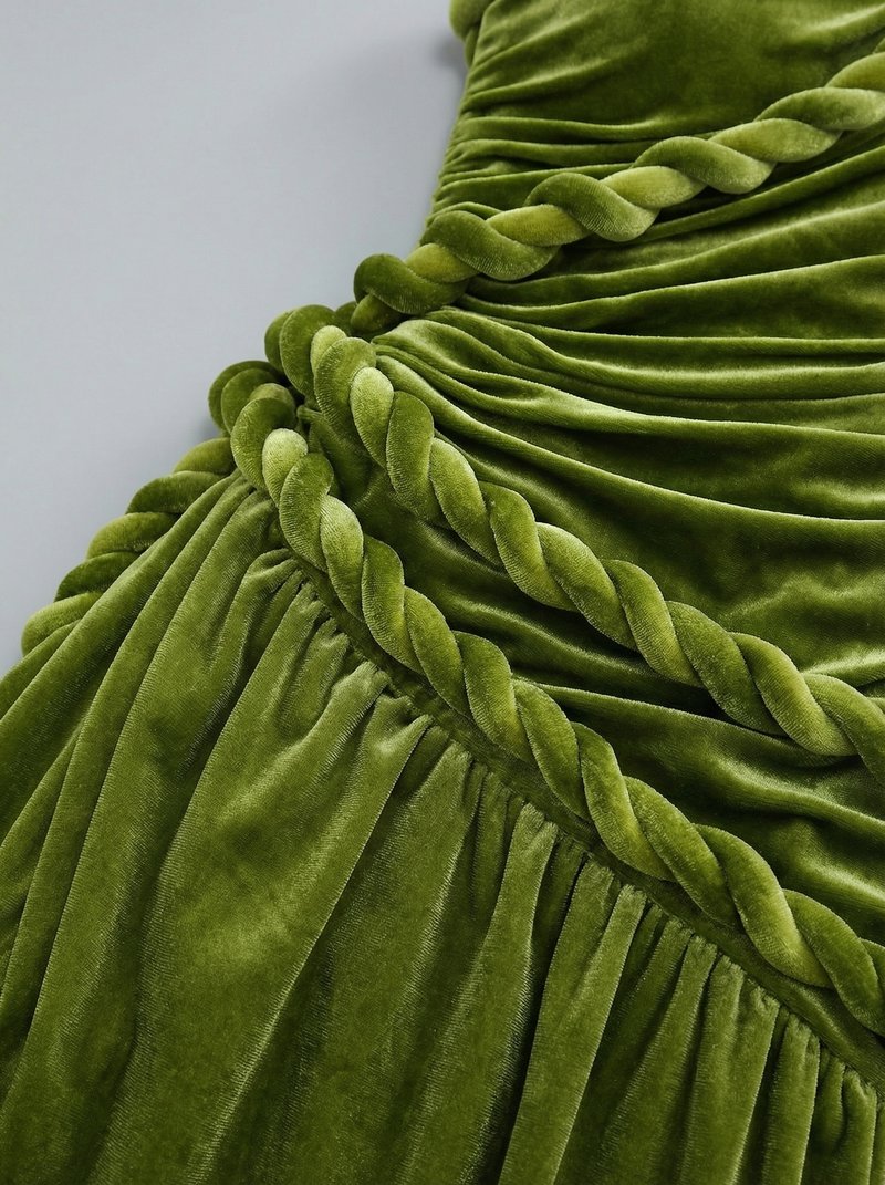 One Shoulder Velvet Grecian Maxi Dress H7112