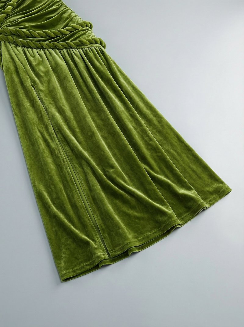 One Shoulder Velvet Grecian Maxi Dress H7112