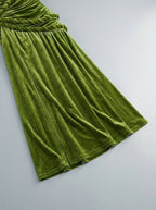 One Shoulder Velvet Grecian Maxi Dress H7112