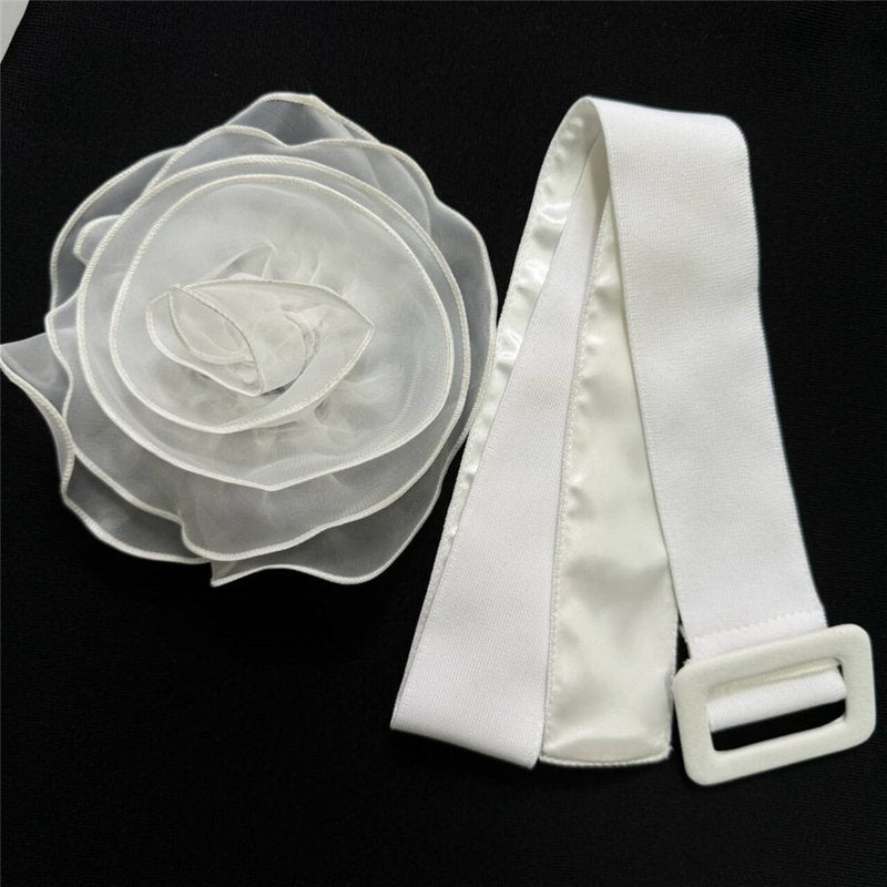 One Shoulder White Rose Bandage Dress H6458
