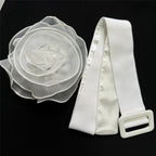 One Shoulder White Rose Bandage Dress H6458