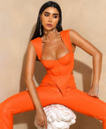 Orange Cut-Out Corset Jumpsuit H6150