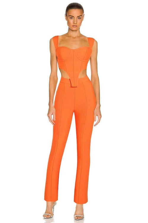 Orange Cut-Out Corset Jumpsuit H6150