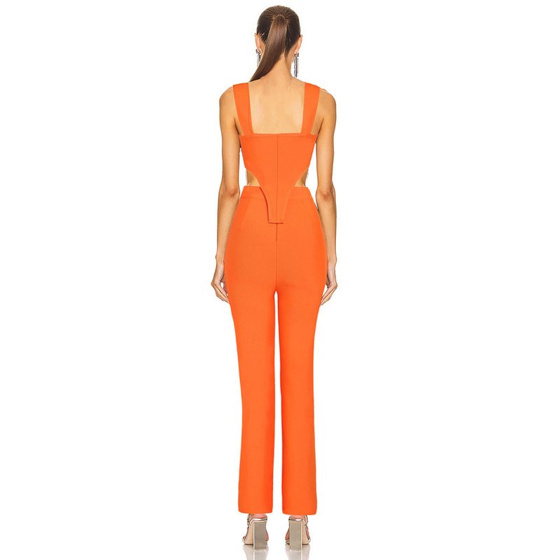 Orange Cut-Out Corset Jumpsuit H6150