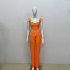 Orange Cut-Out Corset Jumpsuit H6150