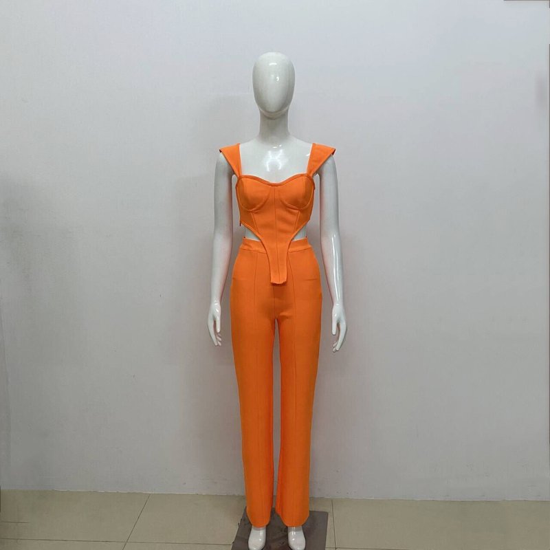 Orange Cut-Out Corset Jumpsuit H6150