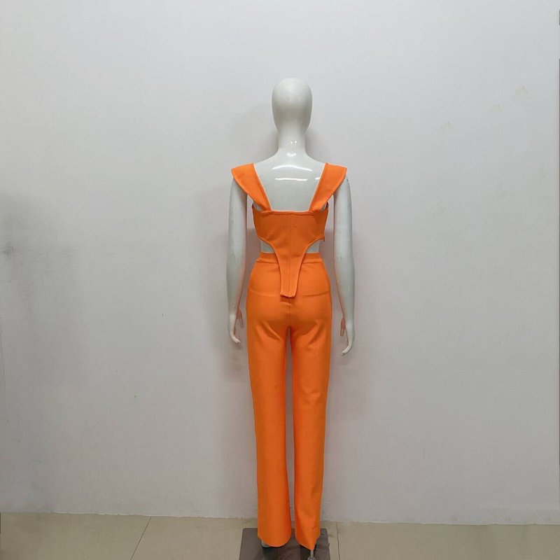 Orange Cut-Out Corset Jumpsuit H6150