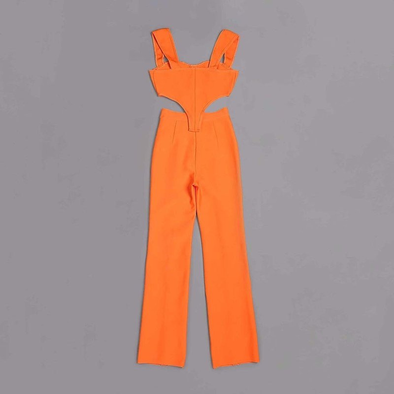 Orange Cut-Out Corset Jumpsuit H6150