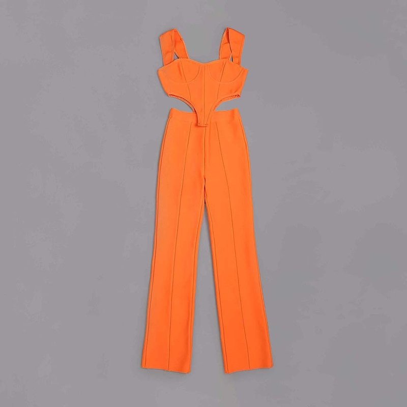 Orange Cut-Out Corset Jumpsuit H6150