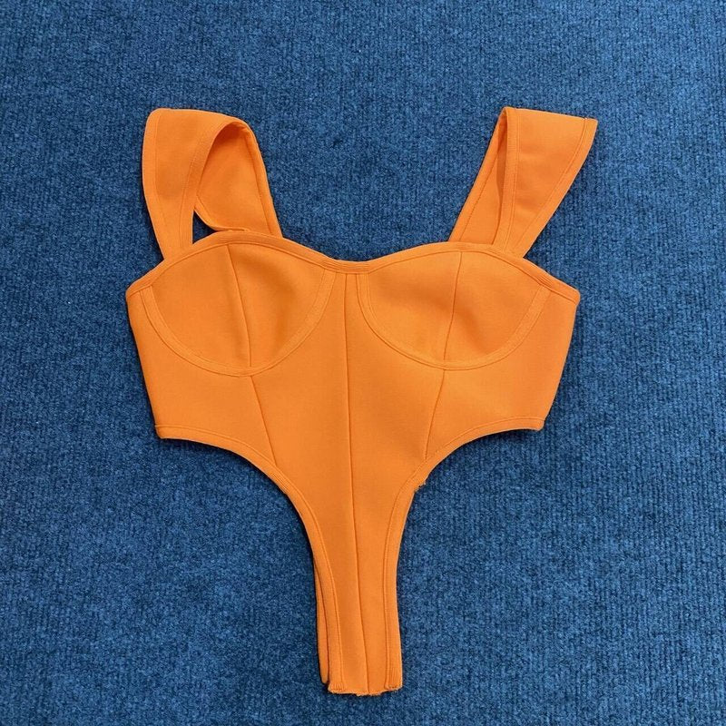 Orange Cut-Out Corset Jumpsuit H6150