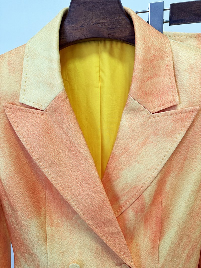 Orange Tie-Dye Double-Breasted Suit H7080