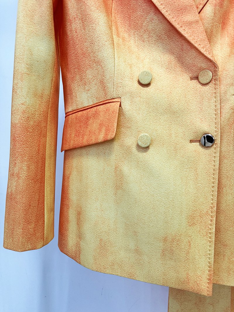 Orange Tie-Dye Double-Breasted Suit H7080
