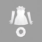 Pearl Collar Sheer Sleeve Mini Dress H6469