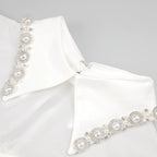 Pearl Collar Sheer Sleeve Mini Dress H6469