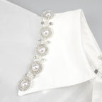 Pearl Collar Sheer Sleeve Mini Dress H6469