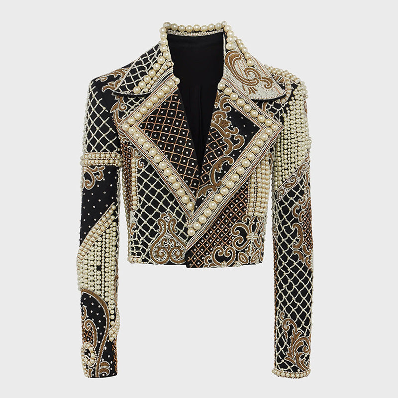 Pearl Embellished Beaded Cropped Jacket H6591