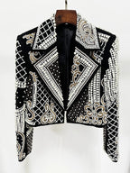 Pearl Embellished Beaded Cropped Jacket H6591