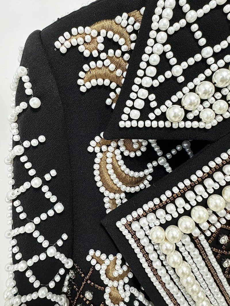 Pearl Embellished Beaded Cropped Jacket H6591