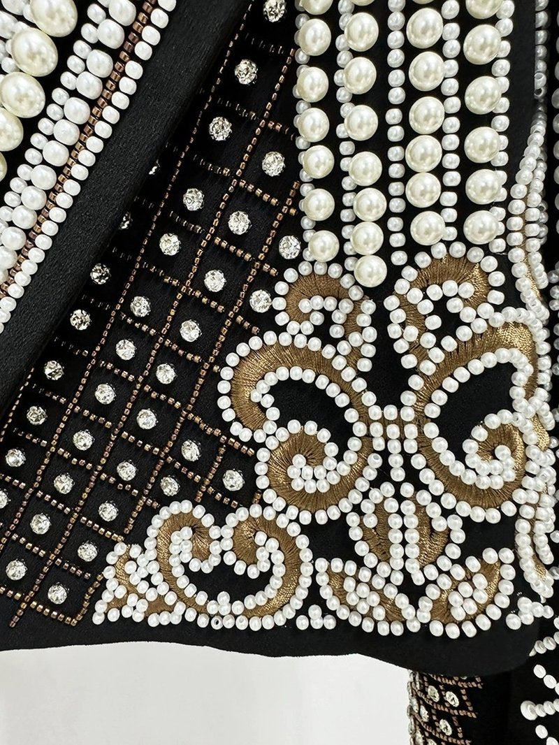 Pearl Embellished Beaded Cropped Jacket H6591