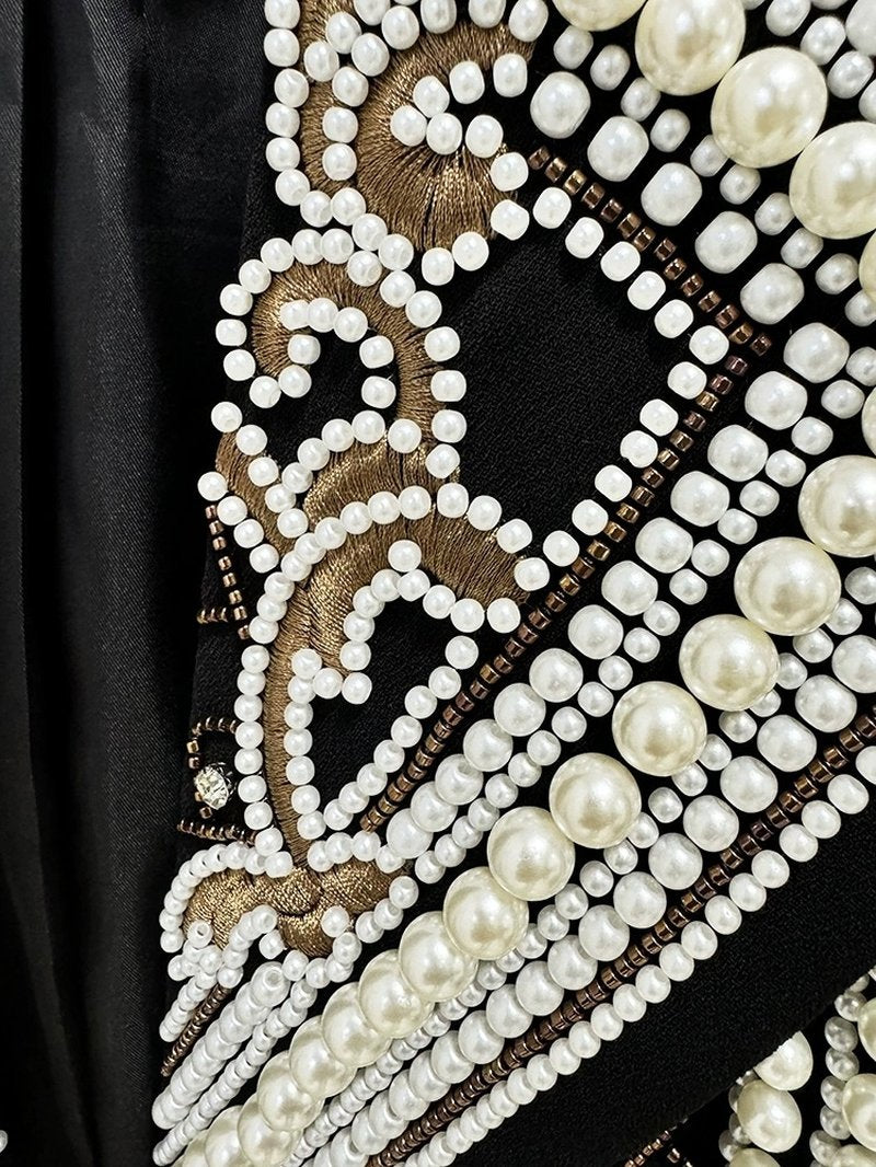 Pearl Embellished Beaded Cropped Jacket H6591