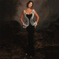 Pearl Embellished Black Mermaid Gown H6750