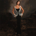 Pearl Embellished Black Mermaid Gown H6750