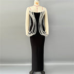 Pearl Embellished Black Mermaid Gown H6750