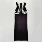 Pearl Embellished Black Mermaid Gown H6750
