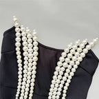 Pearl Embellished Black Mermaid Gown H6750