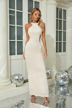 Pearl Embellished Cutout Mermaid Gown H6708