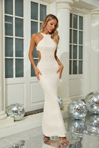 Pearl Embellished Cutout Mermaid Gown H6708