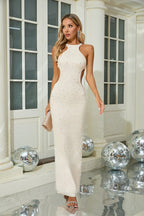 Pearl Embellished Cutout Mermaid Gown H6708