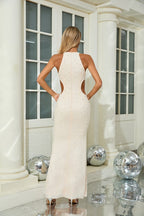 Pearl Embellished Cutout Mermaid Gown H6708