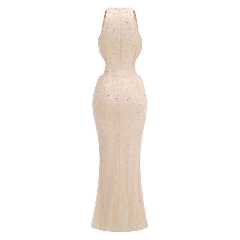 Pearl Embellished Cutout Mermaid Gown H6708