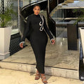Pearl Embellished Long Sleeve Midi Dress H6536