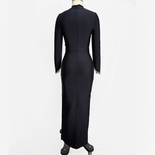 Pearl Embellished Long Sleeve Midi Dress H6536