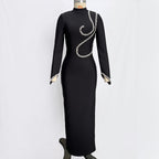 Pearl Embellished Long Sleeve Midi Dress H6536