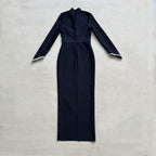 Pearl Embellished Long Sleeve Midi Dress H6536