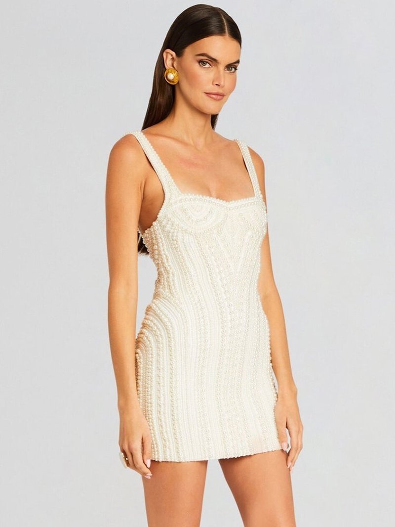 Pearl Embellished Mini Bodycon Dress H6301