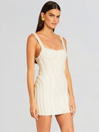 Pearl Embellished Mini Bodycon Dress H6301