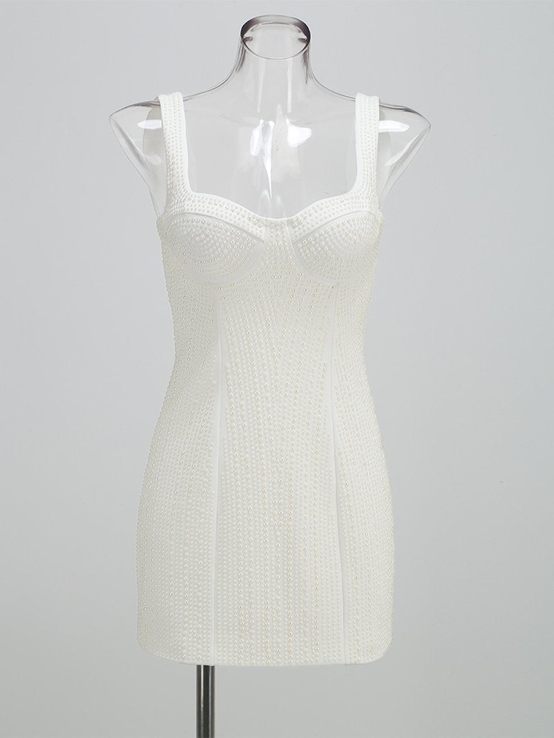Pearl Embellished Mini Bodycon Dress H6301