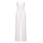 Pearl Embellished Sleeve White Jumpsuit H6308