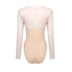 Pearl Embellished Sleeve White Jumpsuit H6308