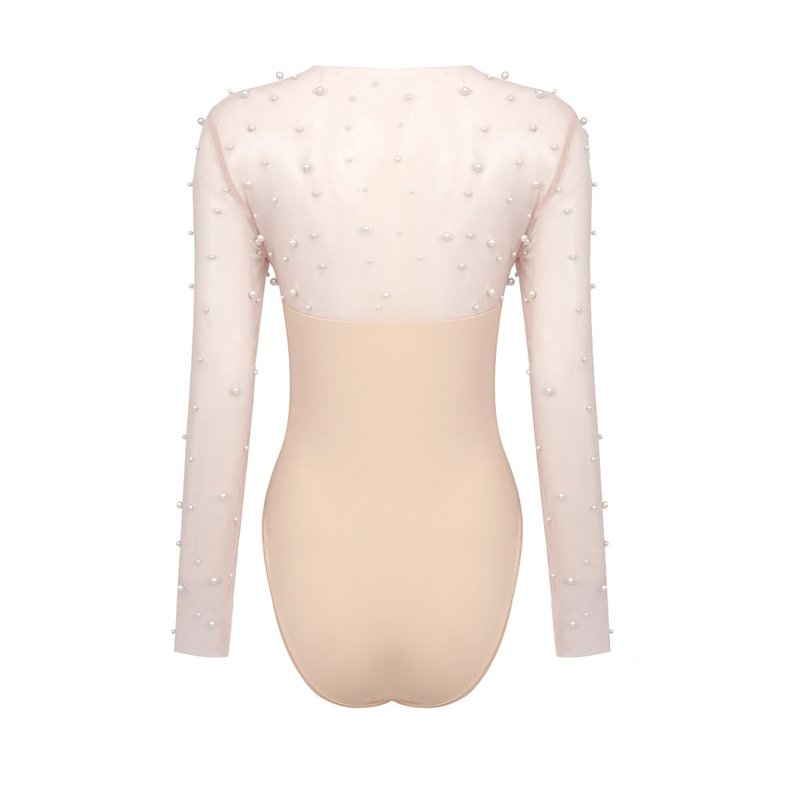 Pearl Embellished Sleeve White Jumpsuit H6308