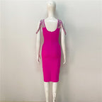 Pearl-Embellished Square Neck Mermaid Dress H6147