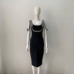 Pearl-Embellished Square Neck Mermaid Dress H6147