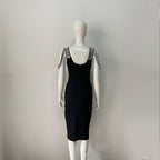 Pearl-Embellished Square Neck Mermaid Dress H6147