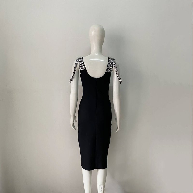 Pearl-Embellished Square Neck Mermaid Dress H6147