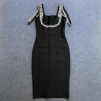 Pearl-Embellished Square Neck Mermaid Dress H6147